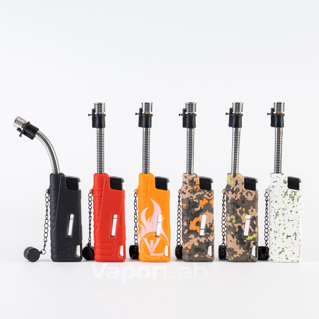 korek api bara las jet torch outdoor camping refillable gas lighter flexible bisa tekuk ada kaca indikator gas