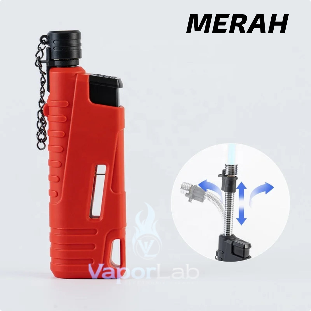 korek api bara las jet torch outdoor camping refillable gas lighter flexible bisa tekuk ada kaca indikator gas