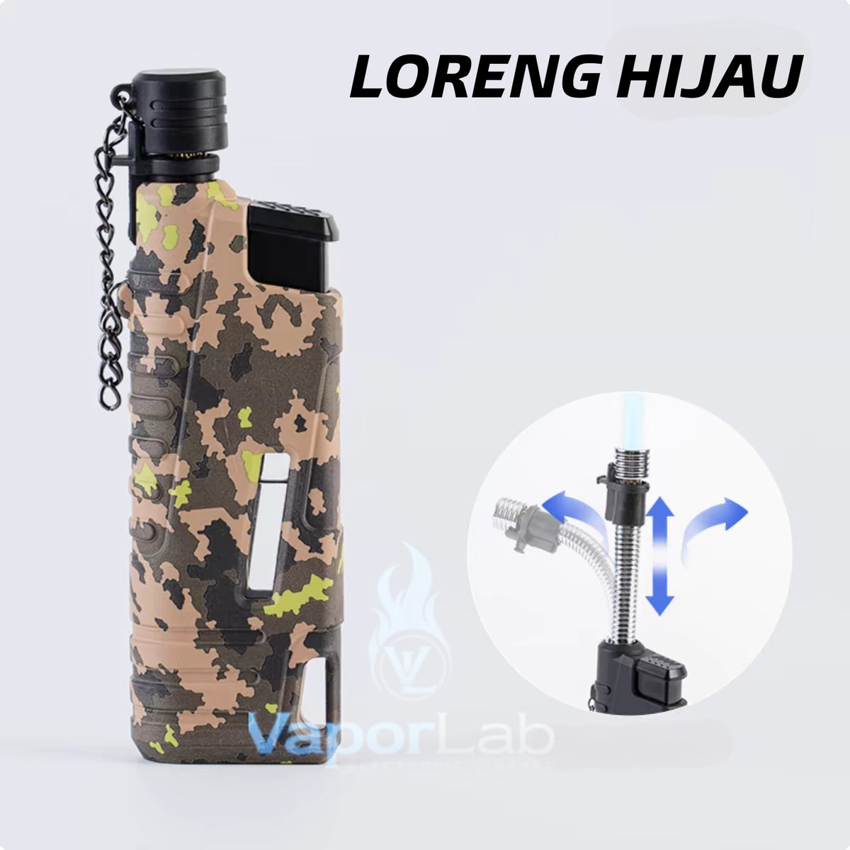 korek api bara las jet torch outdoor camping refillable gas lighter flexible bisa tekuk ada kaca indikator gas