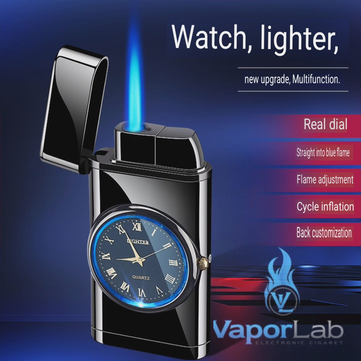korek api gas bisa isi ulang bara las model jam watch refillable gas lighter unik elegant
