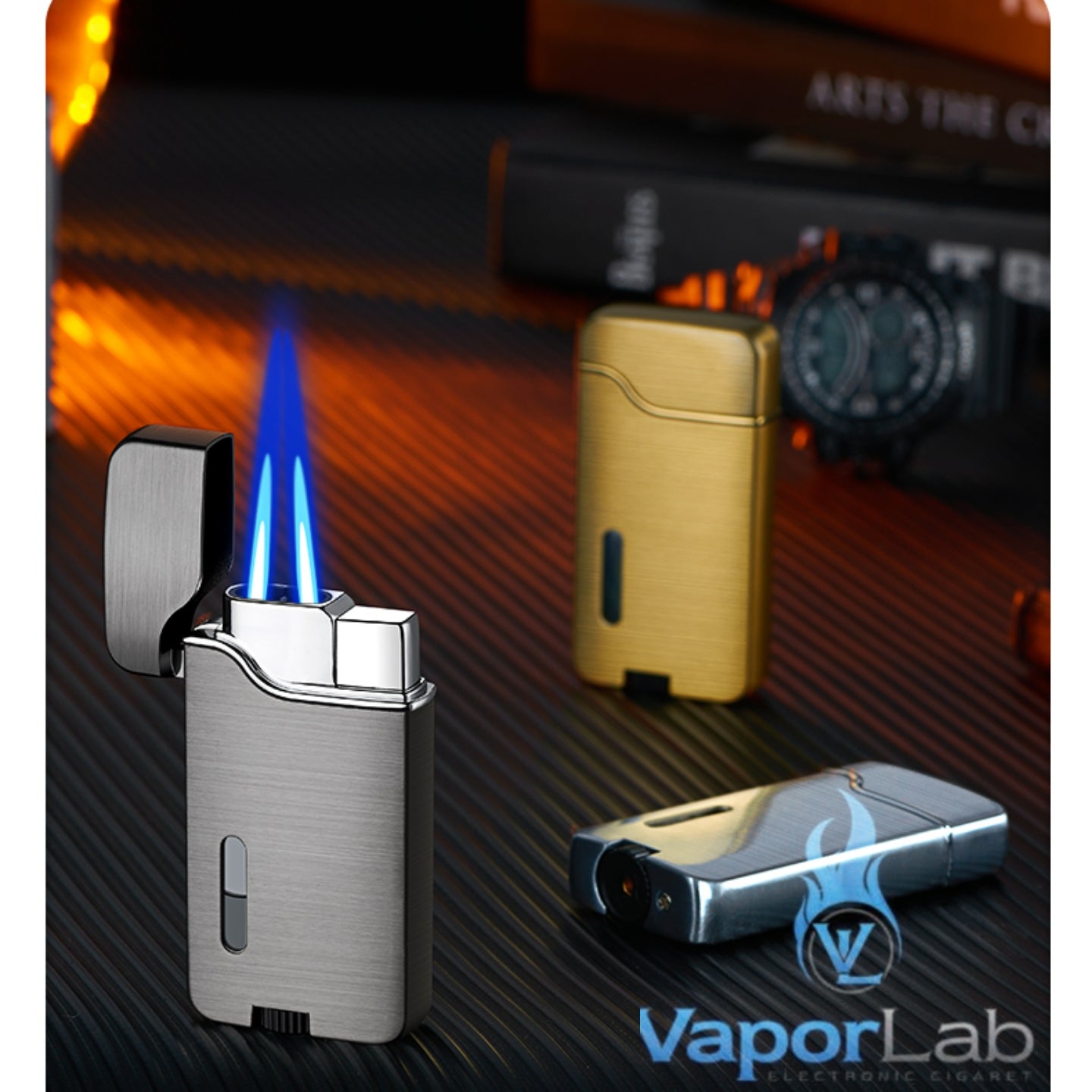 korek api metal dual bara las double flame jet torch refillable gas lighter dengan indikator gas transparant CIGNA