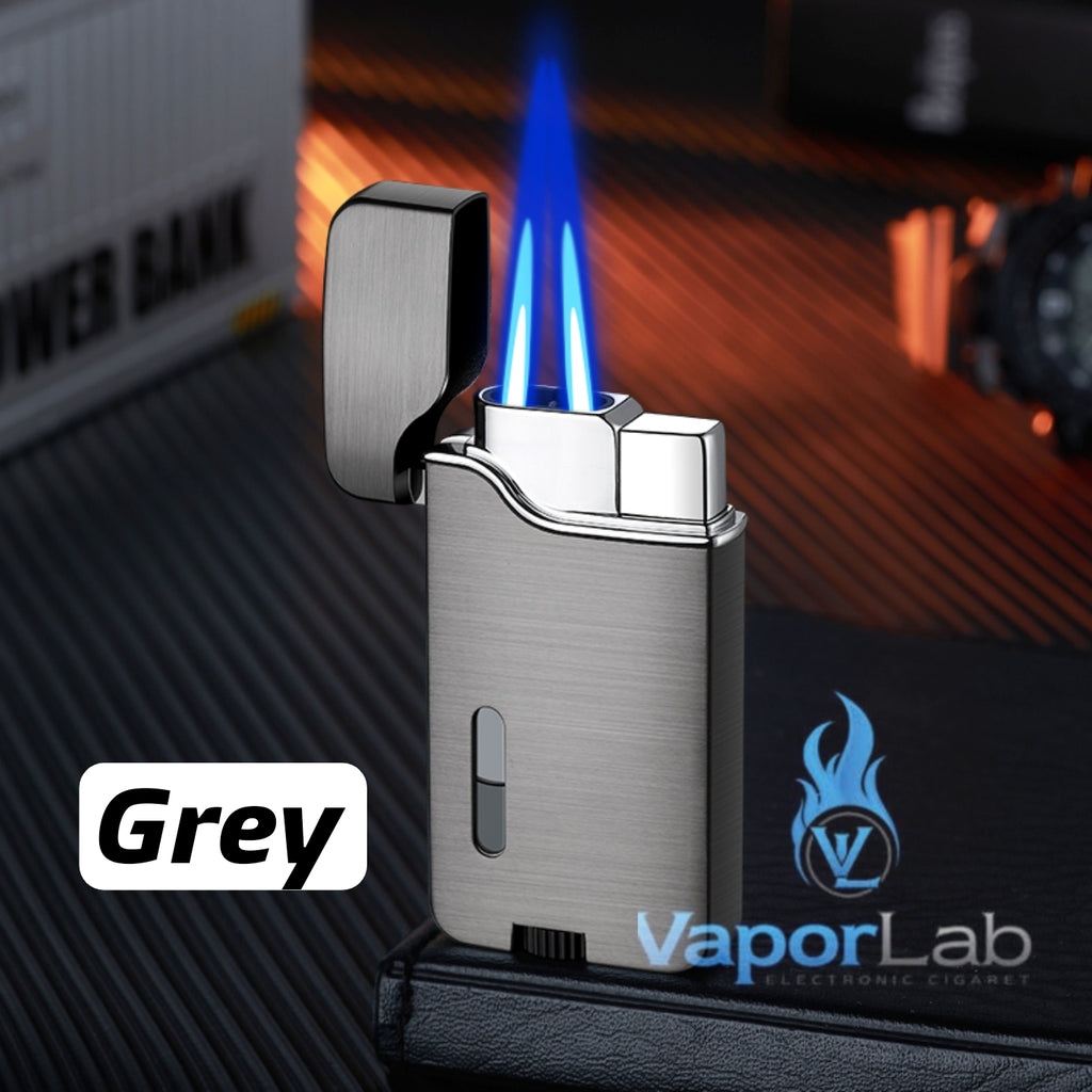 korek api metal dual bara las double flame jet torch refillable gas lighter dengan indikator gas transparant CIGNA