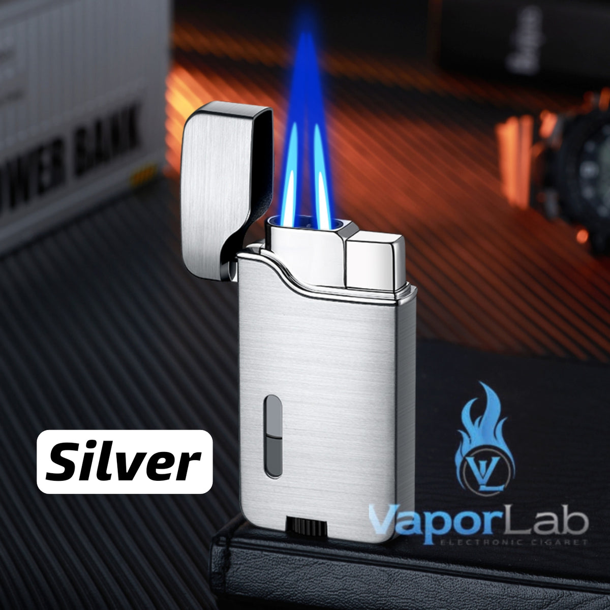korek api metal dual bara las double flame jet torch refillable gas lighter dengan indikator gas transparant CIGNA