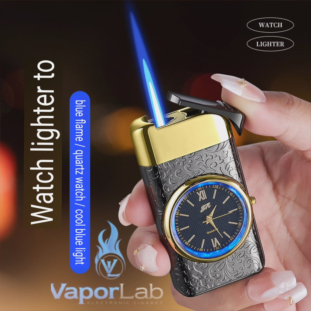 korek api gas isi ulang bara las model jam jet torch watch refillable gas lighter with giftbox
