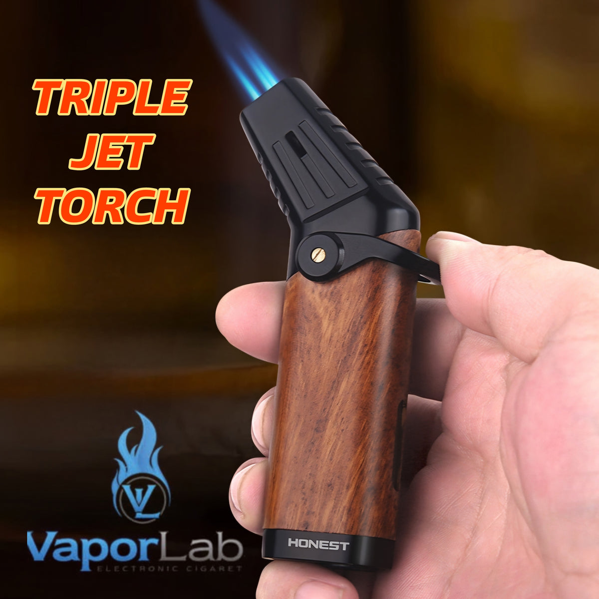 korek api bara las HONEST triple jet flame torch refillable gas cigar lighter with giftbox ada indikator gas