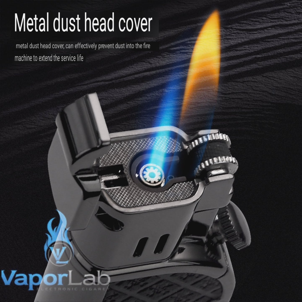 korek api cerutu 2in1 bisa menyala bara las atau api lilin HONEST jet flame gas lighter with gift box ada indikator gas dan cigar hole puncher