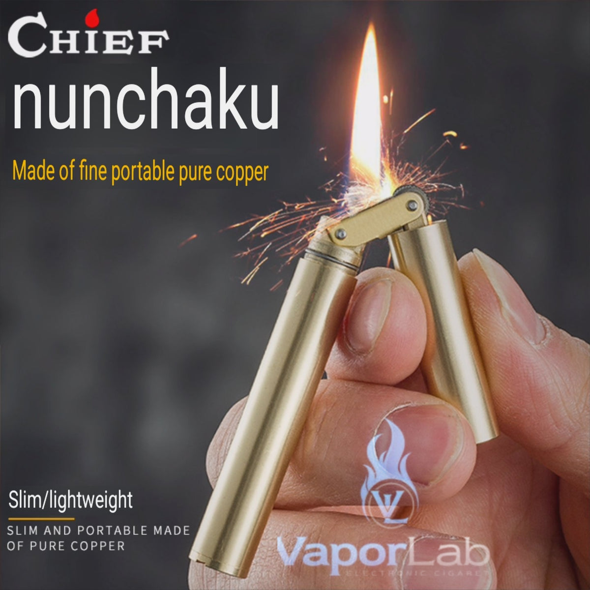 korek api sumbu minyak vintage original CHIEF copper oil nunchaku lighter ukuran slim mini seukuran batang rokok