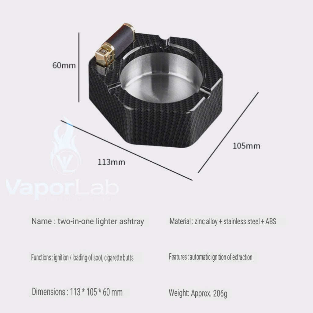 asbak plus korek api minyak auto nyala gesek BONZON bahan besi metal stainless ashtray with oil lighter