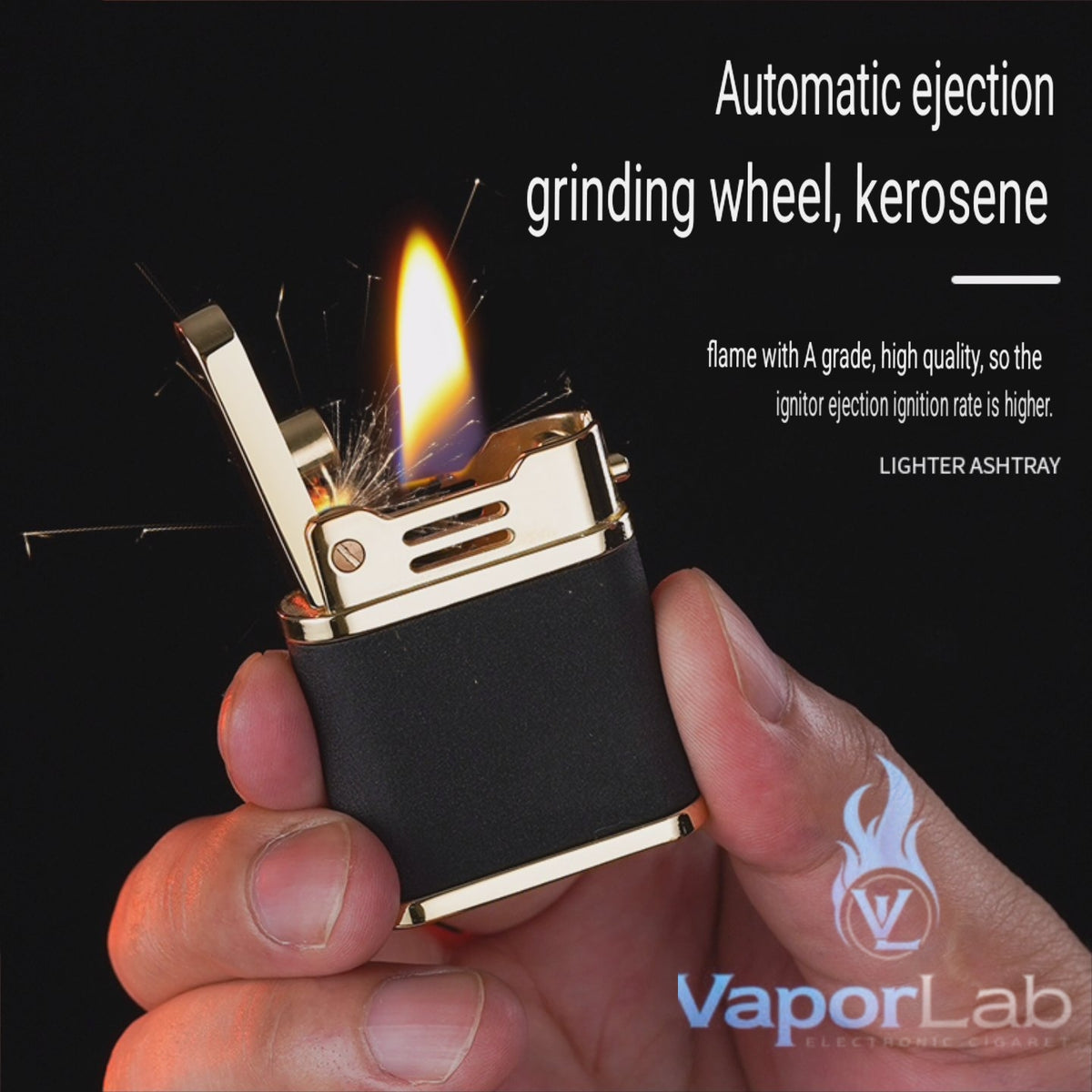 asbak plus korek api minyak auto nyala gesek BONZON bahan besi metal stainless ashtray with oil lighter