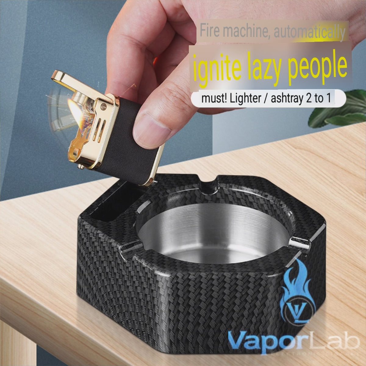 asbak plus korek api minyak auto nyala gesek BONZON bahan besi metal stainless ashtray with oil lighter