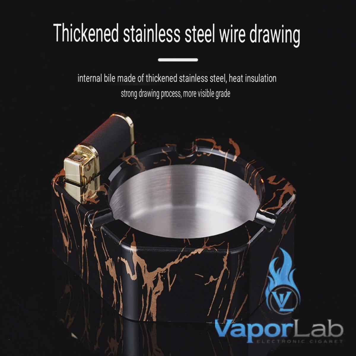 asbak plus korek api minyak auto nyala gesek BONZON bahan besi metal stainless ashtray with oil lighter
