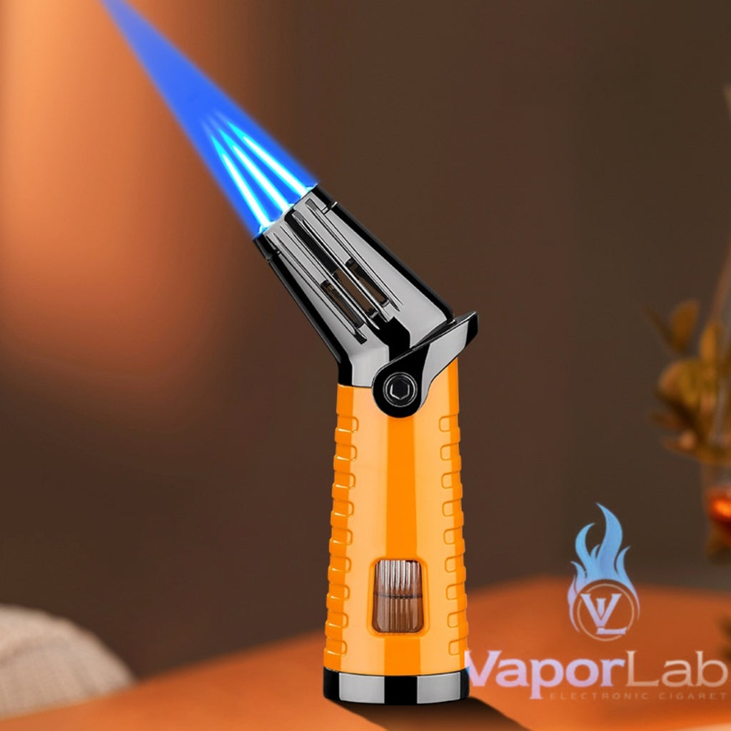 korek api bara las triple jet flame torch cocok untuk cerutu refillable gas cigar lighter with gift box ada indikator kaca gas