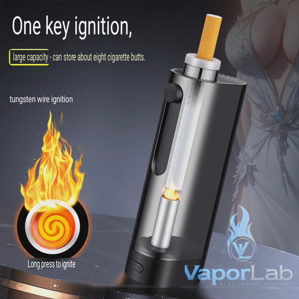 asbak portable holder untuk rokok plus korek api elektrik usb charger lighter handheld portable cigarette ashtray anti messy with rechargeable electric lighter 3125