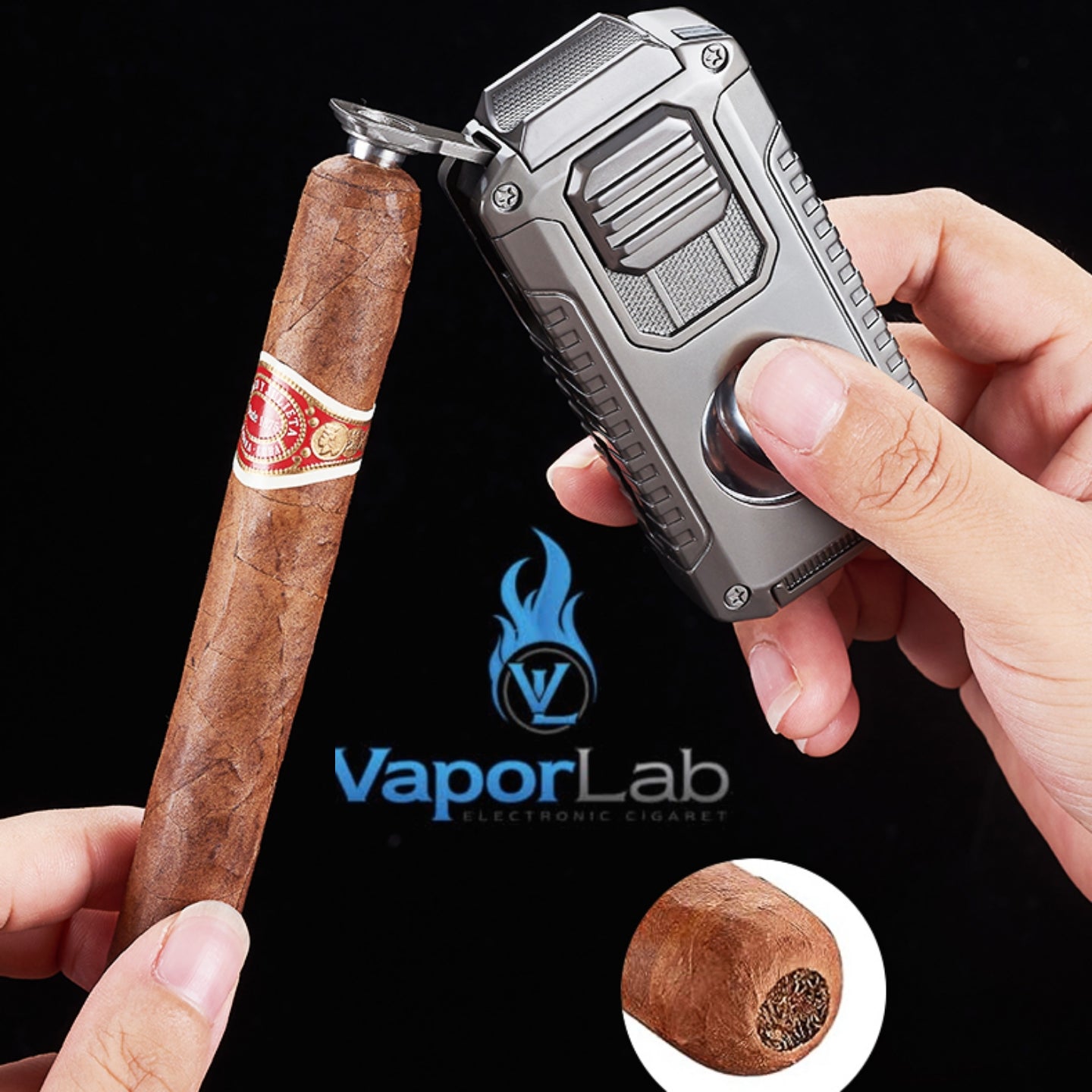 korek api triple bara las multi fungsi dengan pemotong cerutu cigar cutter puncher holder triple jet torch Reffillable gas lighter dengan kaca indikator gas