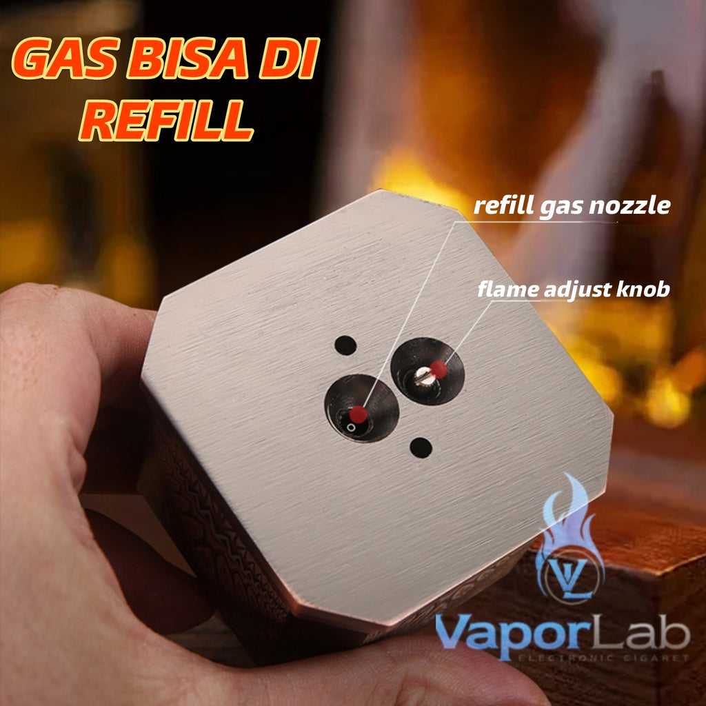 korek api pajangan di meja bara las HONEST 3130 desktop quadruple strong jet flame torch refillable gas lighter cocok untuk cigar cerutu