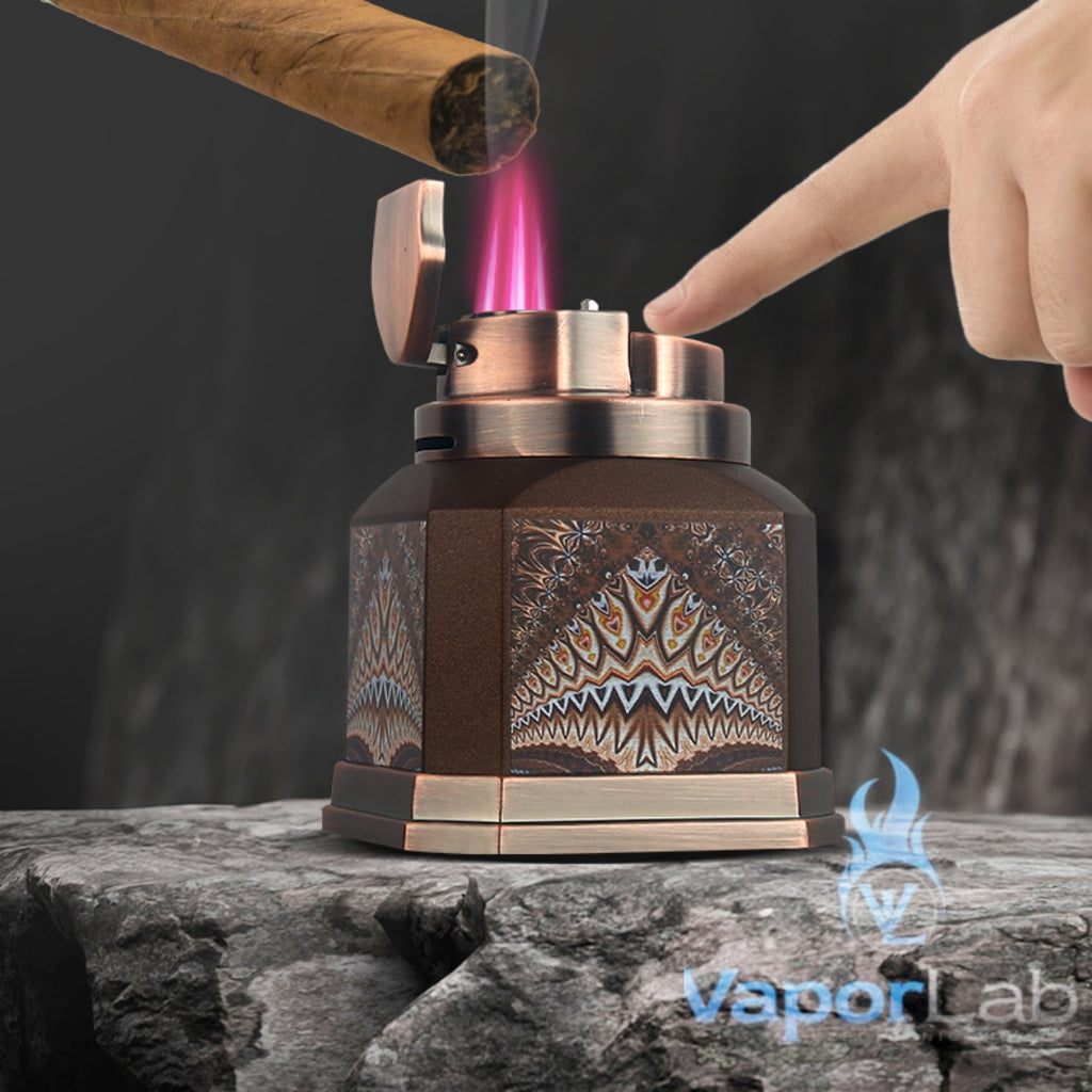 korek api pajangan di meja bara las HONEST 3130 desktop quadruple strong jet flame torch refillable gas lighter cocok untuk cigar cerutu