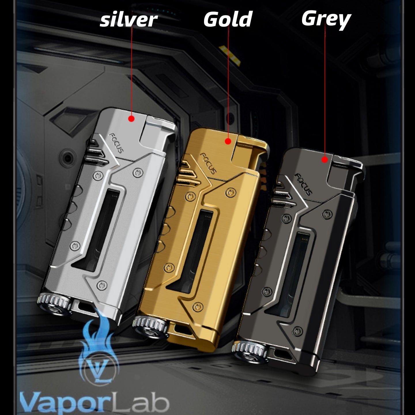 korek api bara las FOCUS with cool LED modern jet torch windproof metal lighter unik cyberpunk visible transparant gas indikator