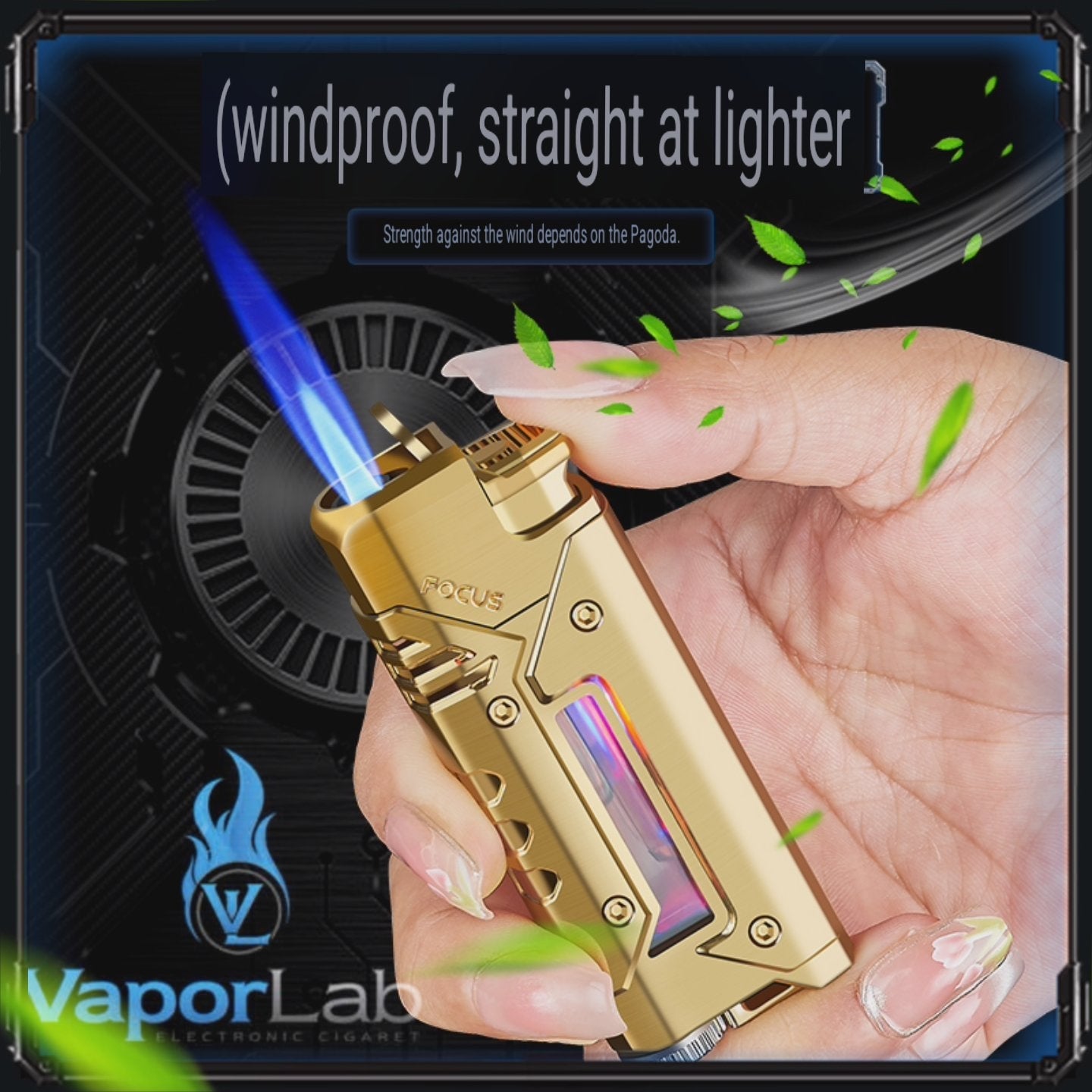 korek api bara las FOCUS with cool LED modern jet torch windproof metal lighter unik cyberpunk visible transparant gas indikator