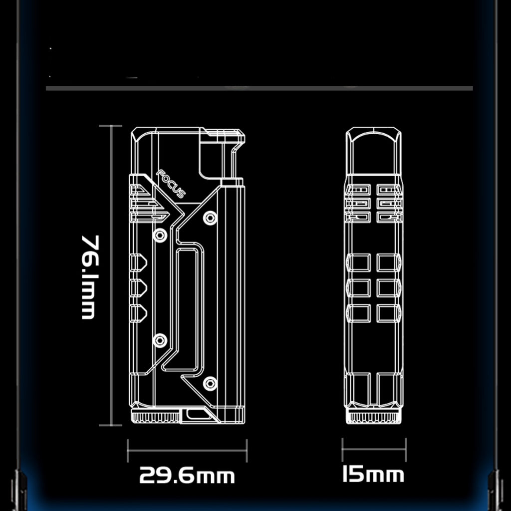 korek api bara las FOCUS with cool LED modern jet torch windproof metal lighter unik cyberpunk visible transparant gas indikator