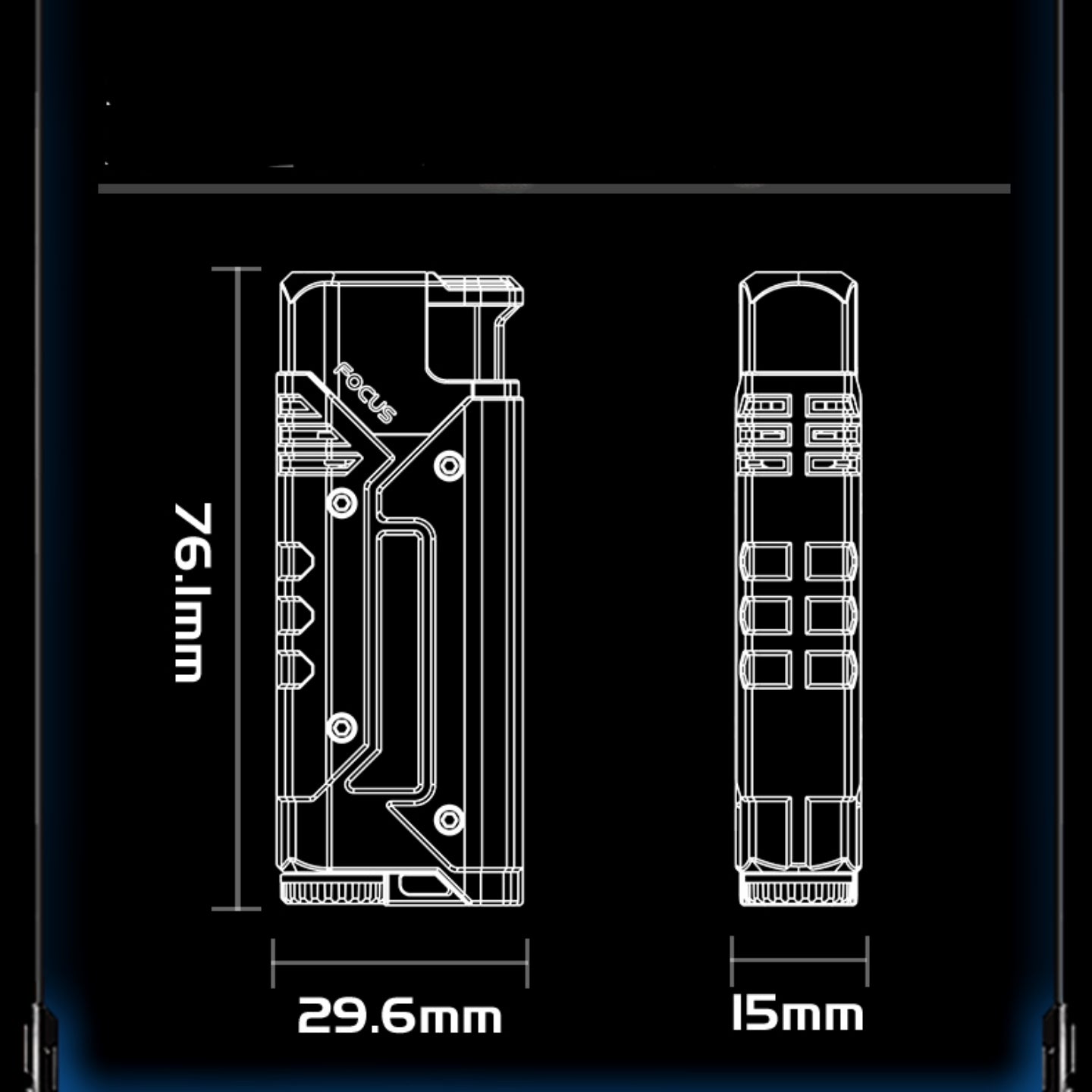 korek api bara las FOCUS with cool LED modern jet torch windproof metal lighter unik cyberpunk visible transparant gas indikator