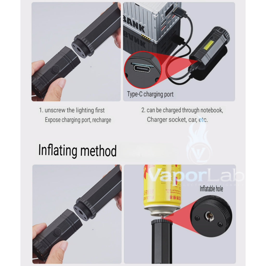 korek api plus senter led obor bara las model light saber powerful jet torch high power welding outdoor bbq refillable gas lighter with rechargeable usb flashlight 3140