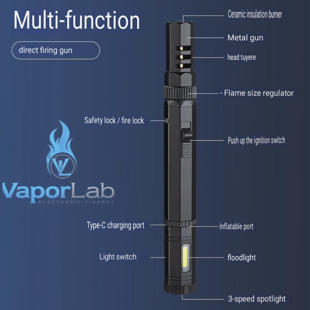 korek api plus senter led obor bara las model light saber powerful jet torch high power welding outdoor bbq refillable gas lighter with rechargeable usb flashlight 3140