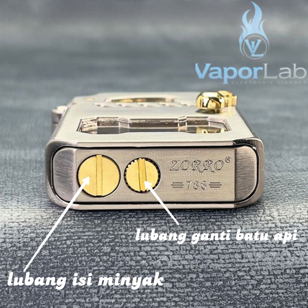 korek api zorro 786 pakai sumbu minyak classic vintage retro oil kerosene lighter with giftbox and transparant glass tank