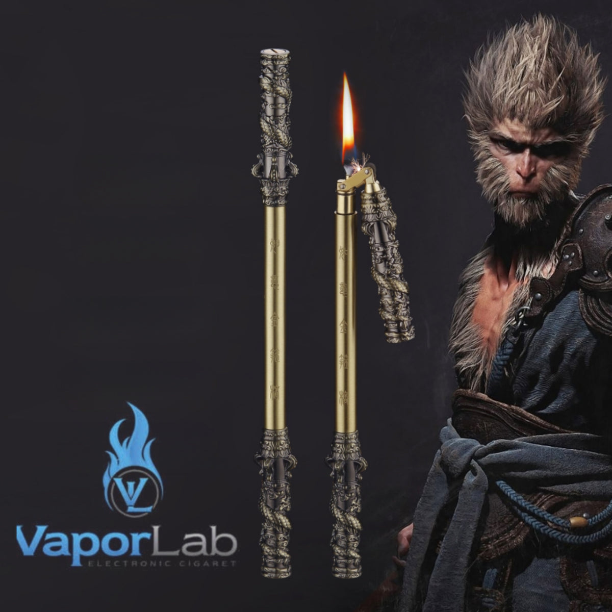 korek api pakai sumbu kapas isi minyak model tongkat black myth wukong stick nunchaku oil kerosene lighter giftbox unik 3156
