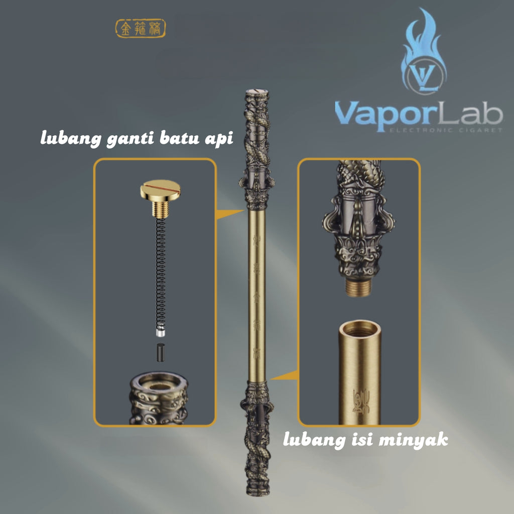 korek api pakai sumbu kapas isi minyak model tongkat black myth wukong stick nunchaku oil kerosene lighter giftbox unik 3156