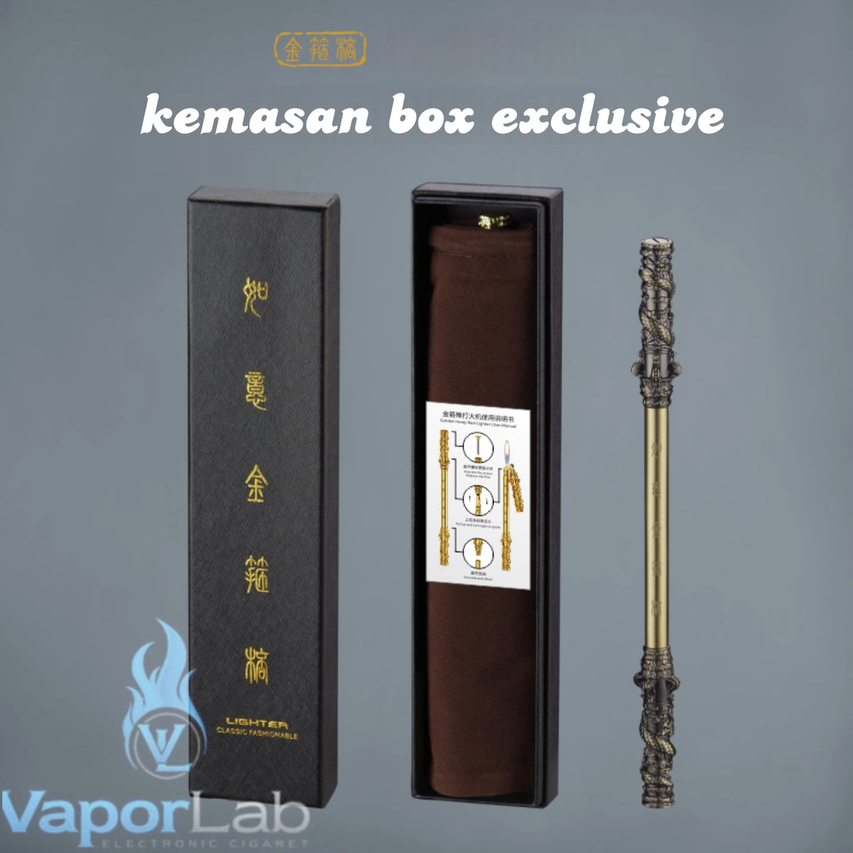 korek api pakai sumbu kapas isi minyak model tongkat black myth wukong stick nunchaku oil kerosene lighter giftbox unik 3156
