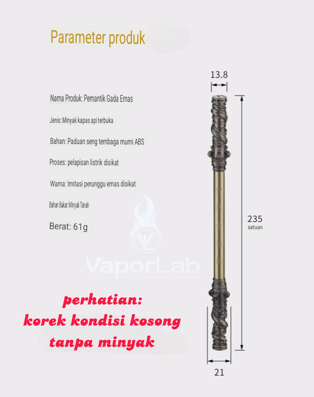 korek api pakai sumbu kapas isi minyak model tongkat black myth wukong stick nunchaku oil kerosene lighter giftbox unik 3156