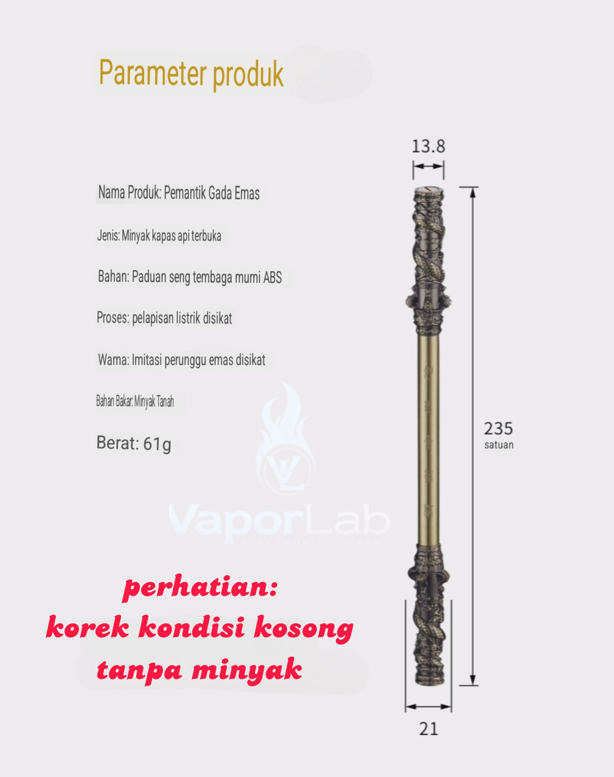 korek api pakai sumbu kapas isi minyak model tongkat black myth wukong stick nunchaku oil kerosene lighter giftbox unik 3156