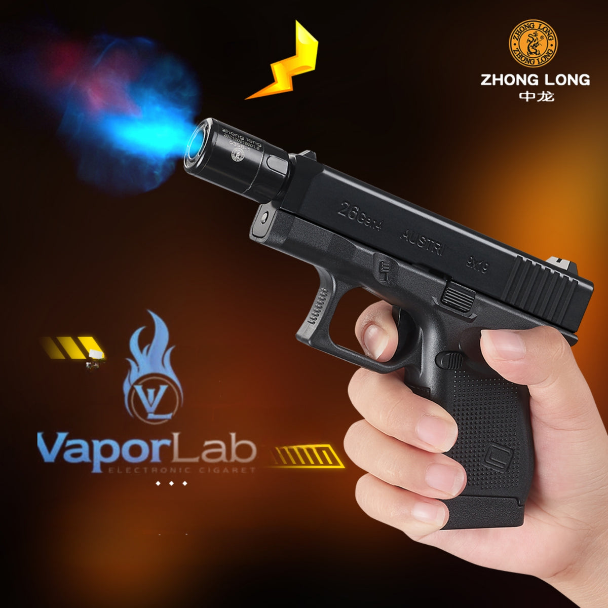 korek api gas bara las model pistol glok G26 gun shaped display jet torch refillable gas lighter 051B dengan magazin kotak simpan rokok
