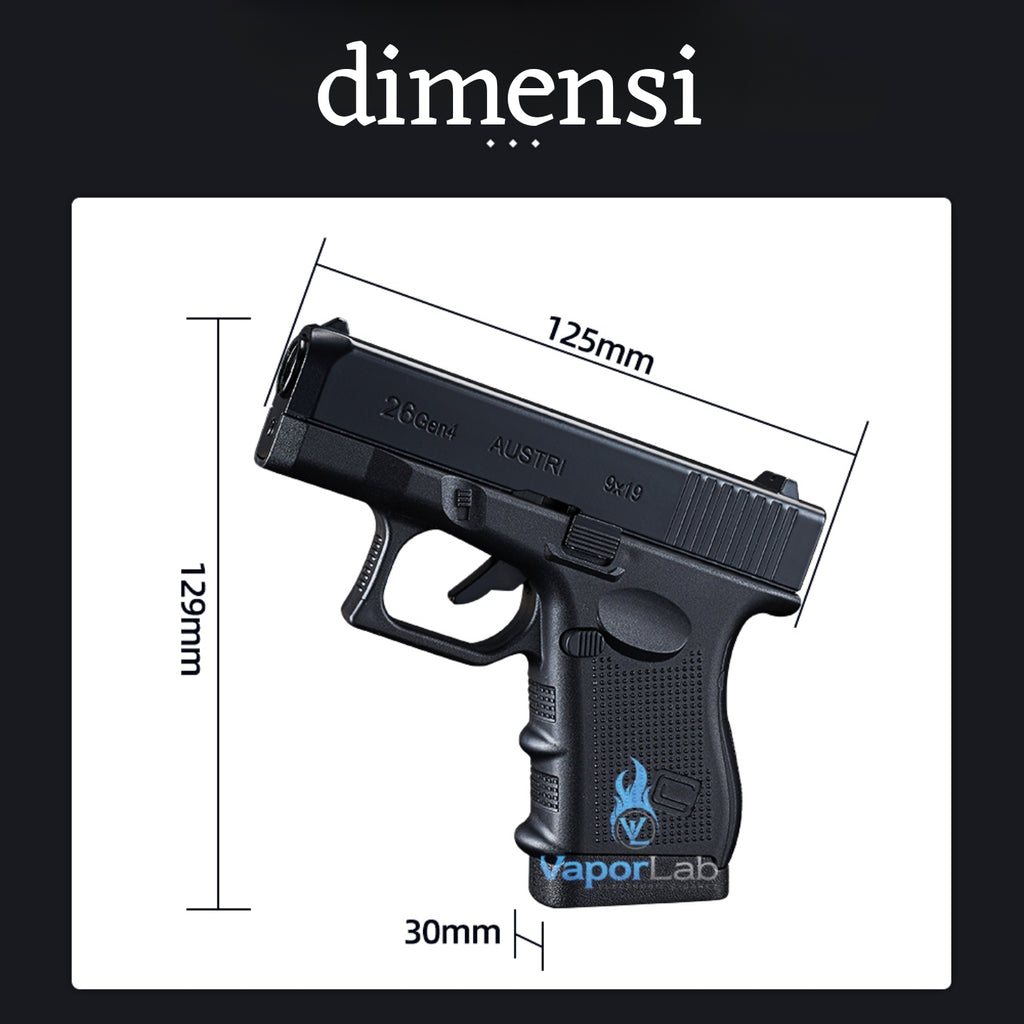 korek api gas bara las model pistol glok G26 gun shaped display jet torch refillable gas lighter 051B dengan magazin kotak simpan rokok