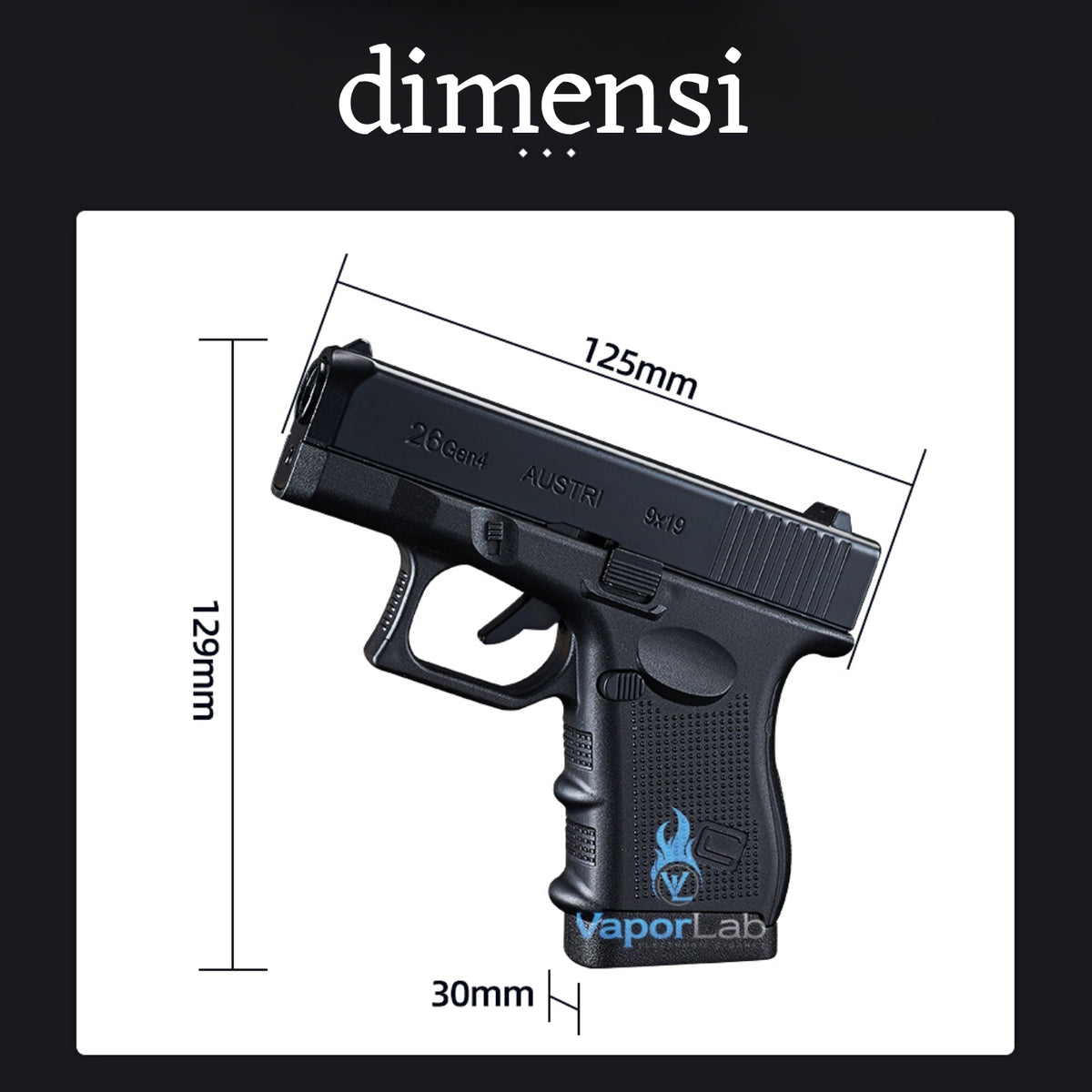 korek api gas bara las model pistol glok G26 gun shaped display jet torch refillable gas lighter 051B dengan magazin kotak simpan rokok