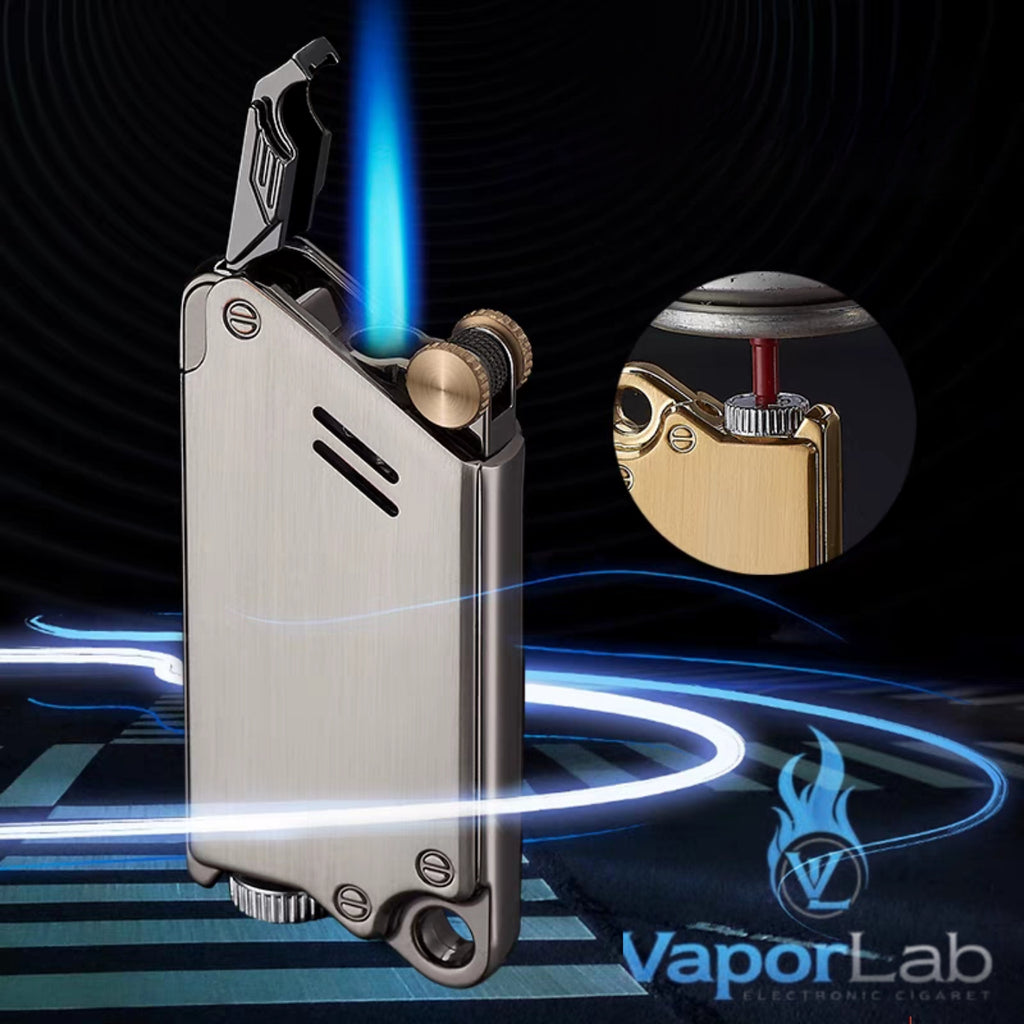 korek api roda bara las FOCUS modern jet torch metal refillable gas lighter unik cyberpunk slim with gift box