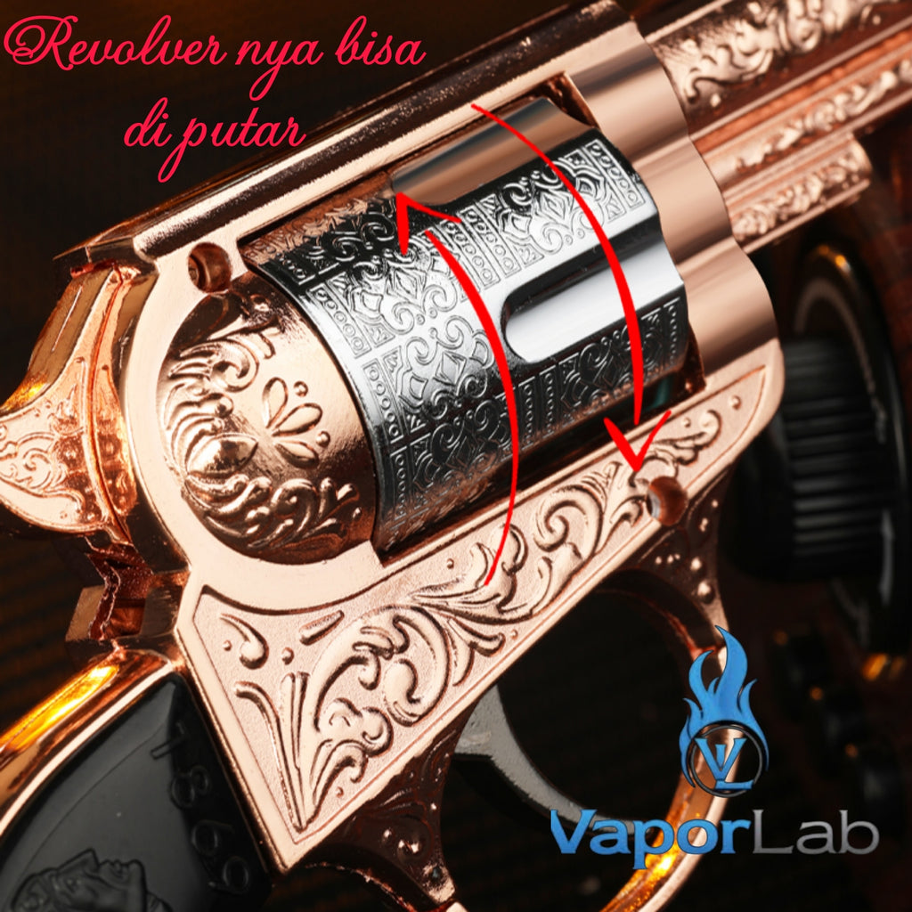 korek api bara las model pistol revolver ukiran antik cowboy mini jet flame gun windproof lighter display