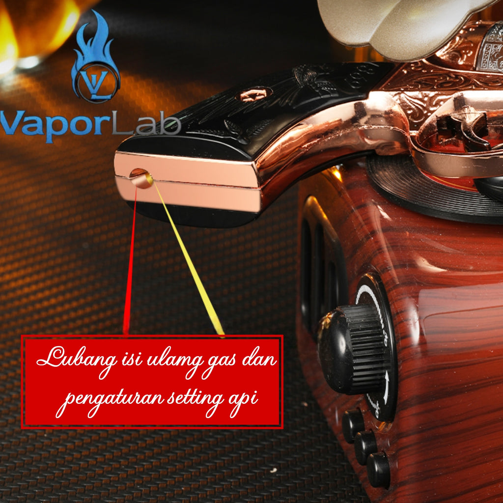 korek api bara las model pistol revolver ukiran antik cowboy mini jet flame gun windproof lighter display