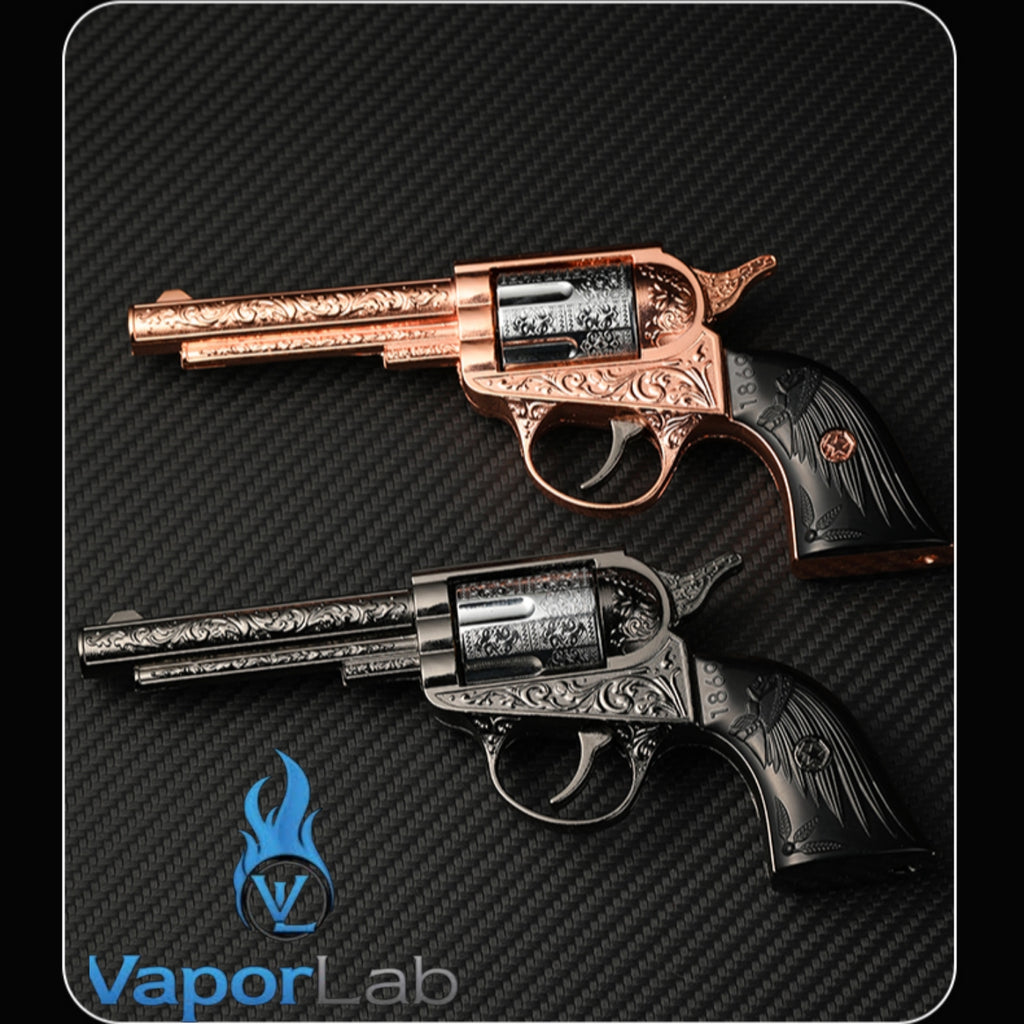 korek api bara las model pistol revolver ukiran antik cowboy mini jet flame gun windproof lighter display