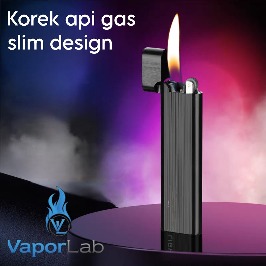 korek api gas pakai roda batu api slim refillable gas lighter polos BONDN