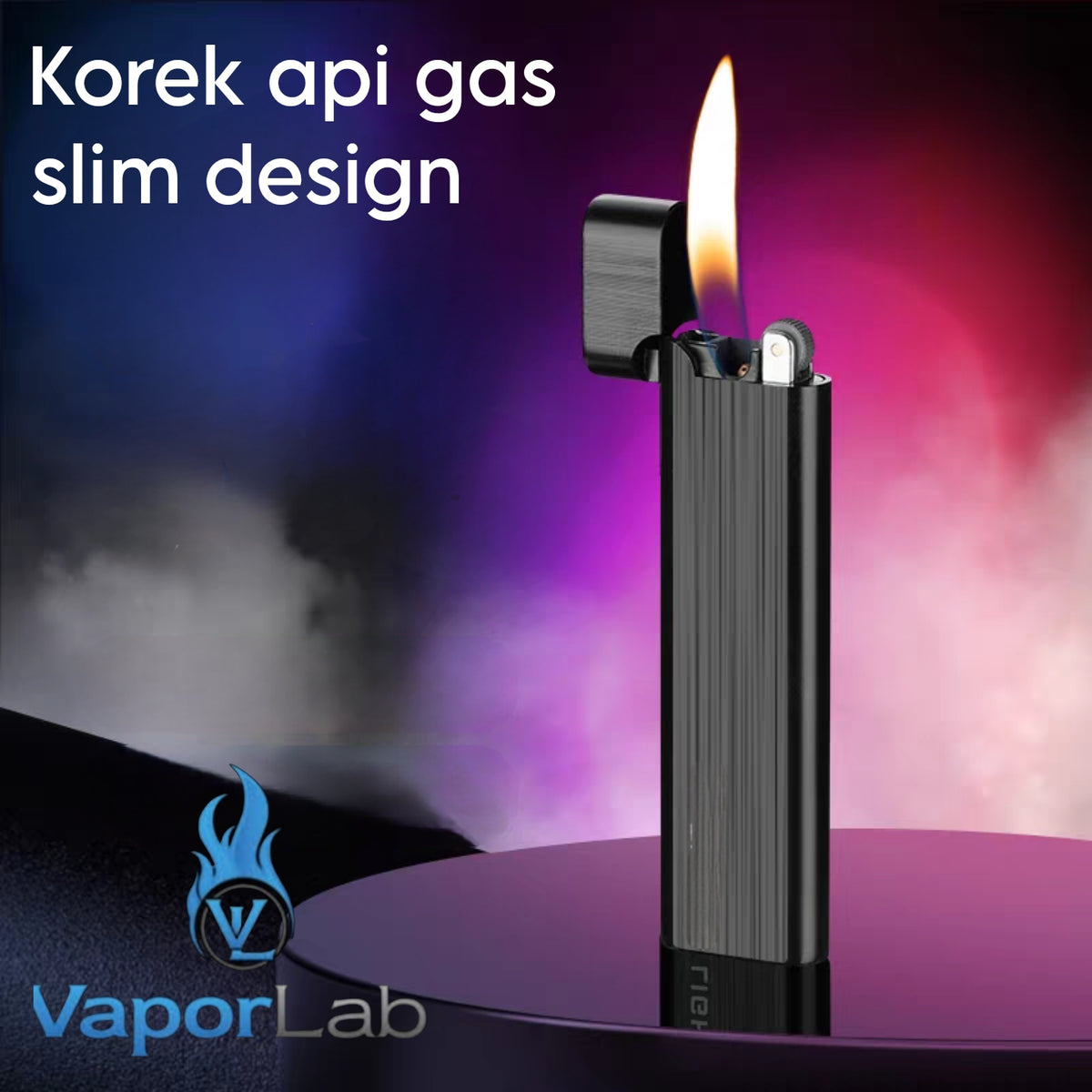 korek api gas pakai roda batu api slim refillable gas lighter polos BONDN