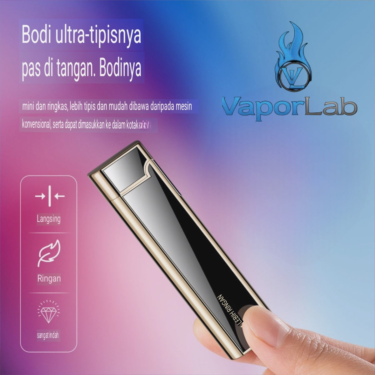 korek api gas pakai roda batu api slim refillable gas lighter polos BONDN