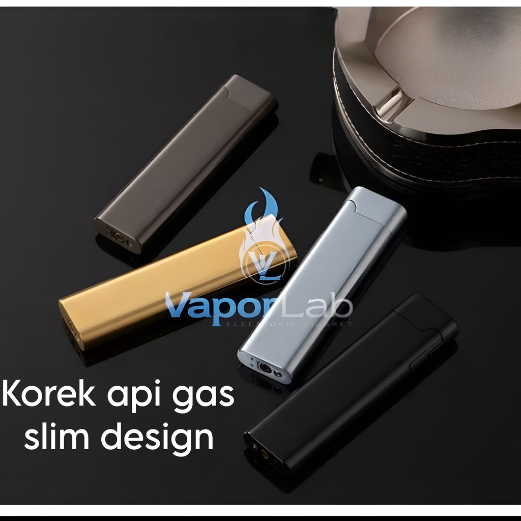 korek api gas pakai roda batu api slim refillable gas lighter polos BONDN