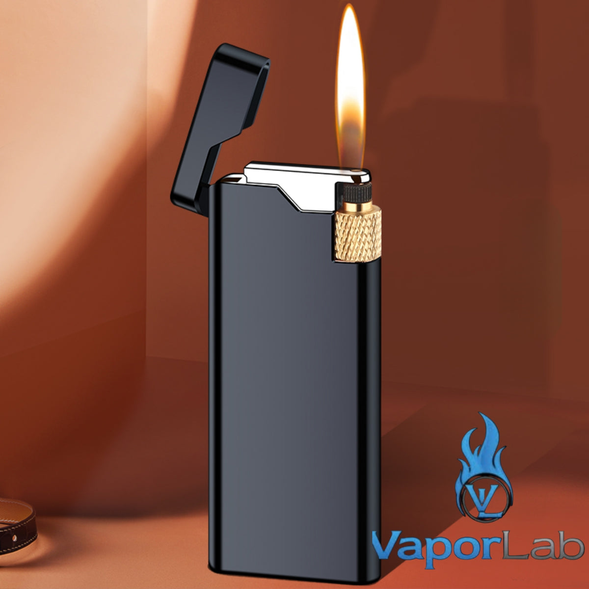 korek api gas pakai roda gesek samping dan batu api slim design mewah elegant refillable gas classic flint wheel lighter