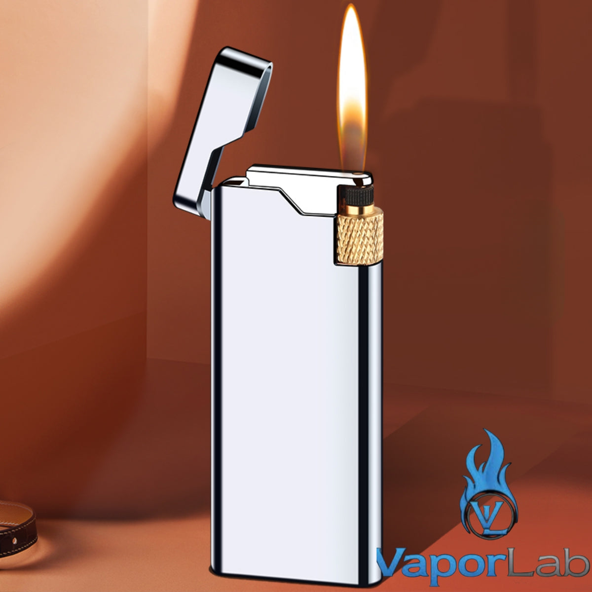 korek api gas pakai roda gesek samping dan batu api slim design mewah elegant refillable gas classic flint wheel lighter