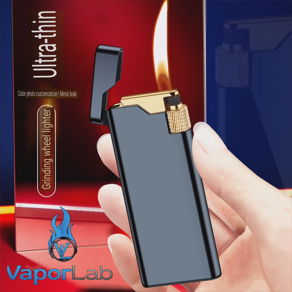 korek api gas pakai roda gesek samping dan batu api slim design mewah elegant refillable gas classic flint wheel lighter