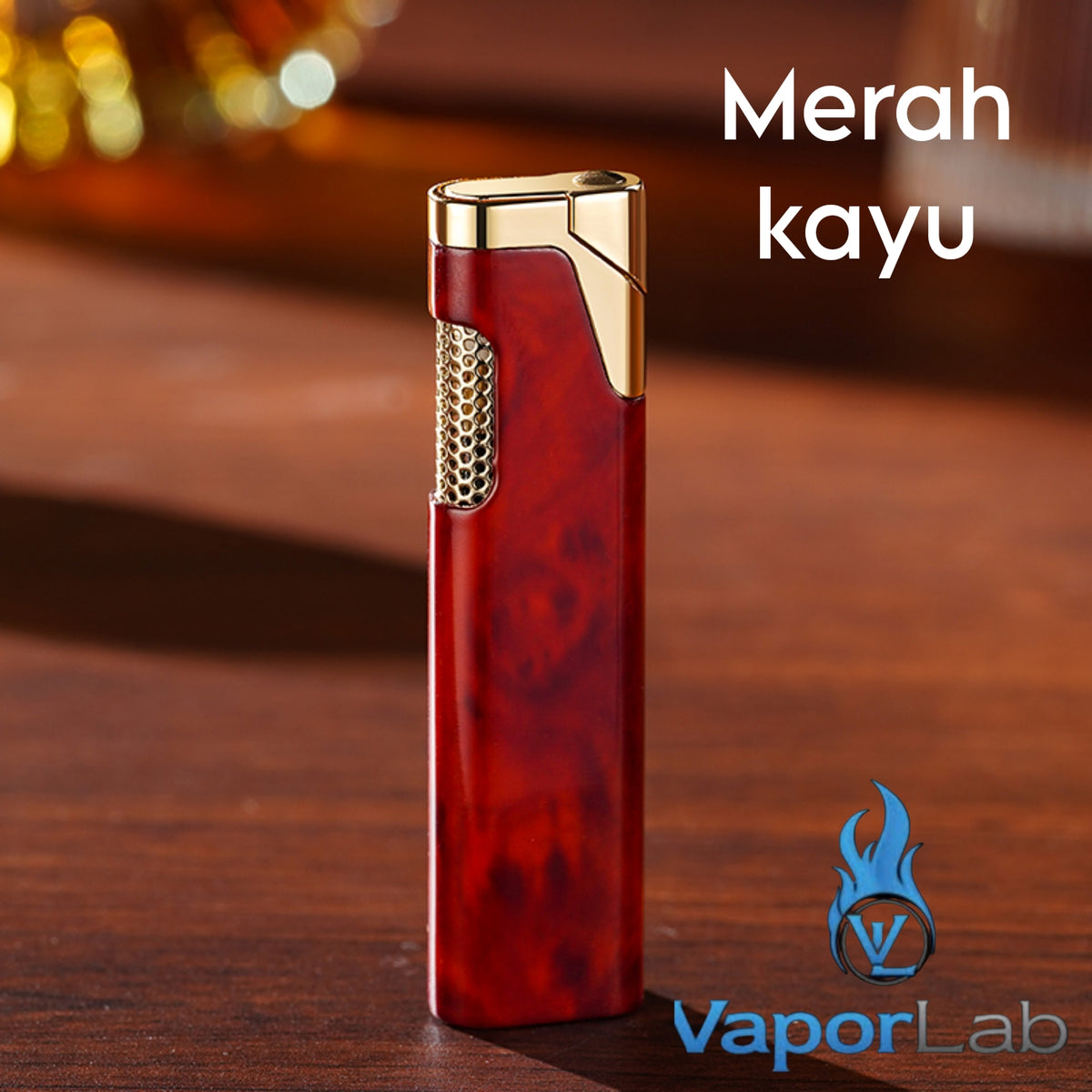 korek api pemantik bara merah slim mini design mewah elegant refillable gas red torch lighter windproof
