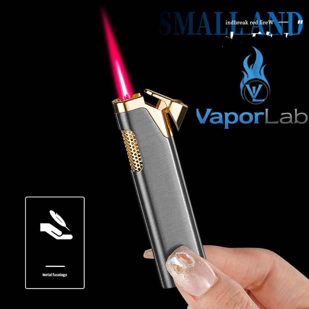 korek api pemantik bara merah slim mini design mewah elegant refillable gas red torch lighter windproof
