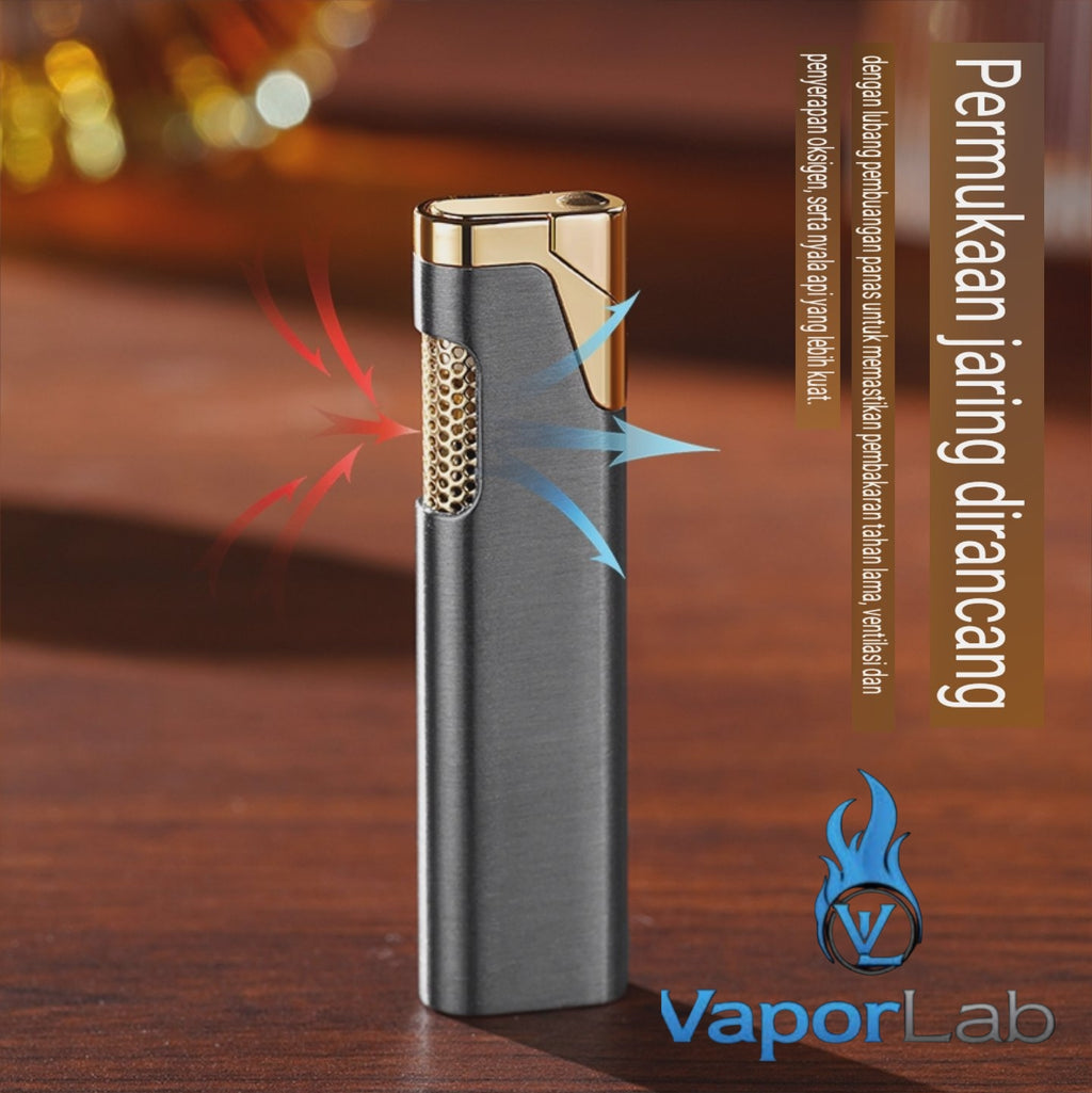 korek api pemantik bara merah slim mini design mewah elegant refillable gas red torch lighter windproof