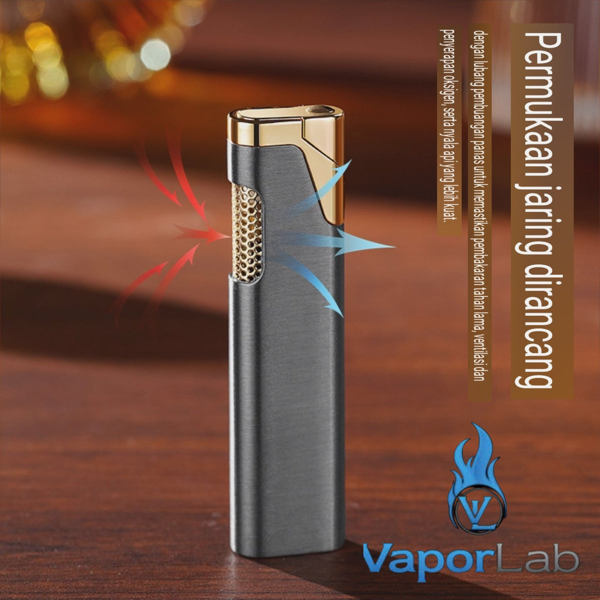 korek api pemantik bara merah slim mini design mewah elegant refillable gas red torch lighter windproof